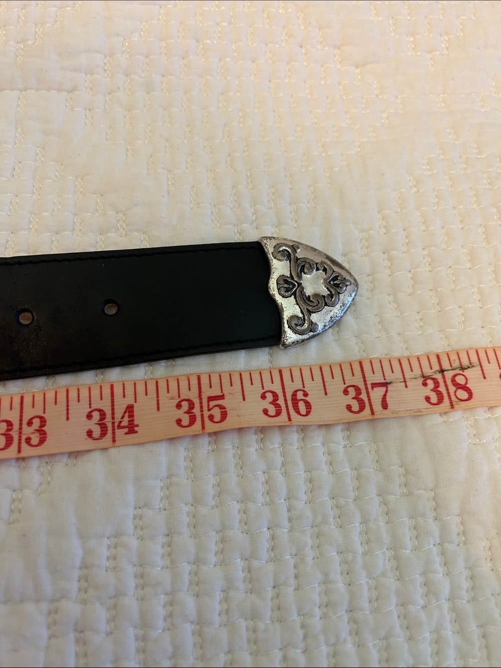 Donna Katz Black Leather Belt with Decorative Silver Buckle - Picture 11 of 12